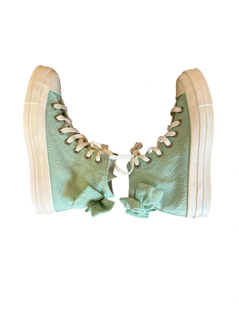 Converse Chuck 70 Bow Green Sticky Aloe Embroidered Floral Women Size 7 NWOB